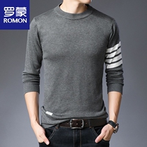 Romon bottoming shirt men's thin autumn and winter slim crew neck men's long sleeve sweater pullover Korean casual jacket