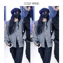 Fan Ice Stars Identical Knit Cardigan-Fried Street Grey Cushion Shoulder Sweater Jacket Womens Winter Design A Little Crowdsourced