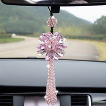 Crystal peony car pendant upscale creative car In-car Adornment Pendant in rearview mirror hanging ornament