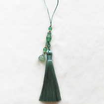Original National Style Tanglin Jade Onyx Lotus Pungzi Tassel Pendant White Onyx Pendant Fan Pendant Retro Wind Pressure Pendant