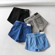Peach hip denim shorts Womens European and American style high waist slim slim hip tight shorts sexy hip hot pants summer
