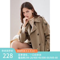Three-colour 2022 spring autumn new double-row buckle with long style of wind clothes commuting temperament small sub-coat with large coat and loose woman