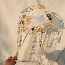 Late Yin Group fan ancient wind fan cloud deep unknown place Hanfu broken clouds Crane dance classical retro palace fan round fan