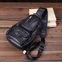 Large Capacity Chest Bag Men Genuine Leather Skew Satchel Soft Leather Man Style Single Shoulder Mens Bag Satchel Head Layer Cow Leather Single Shoulder Bag
