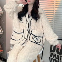 Bring your own luxury ~ light luxury socialite wind coral fleece pajamas women 2021 new autumn and winter padded velvet