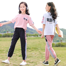 Online Red Girl Dress Summer Clothes 2022 New Summer Sports Suit Children Great Boy Ocean Ten-year-old Girl Clothes