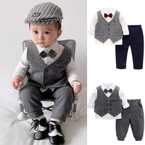 Spot Jacadi kid baby suit baby full moon boy long sleeve pure cotton gentleman khae climbing suit