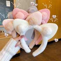 Stuffed cat ear antler ball hair hoop winter version Korean version of the net red cute head hoop rabbit hair cartoon wash face hair headband