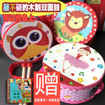 Orff childrens percussion instrument wooden toy childrens drum wooden waist drum snare drum puzzle hand beat toy drum