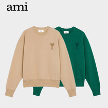 Ami Paris love round neck couple solid color embroidered sweater cotton long sleeve men and women loose casual top