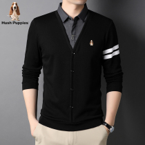 HushPuppies walkers autumn mens fake two long sleeve T-shirt lapel lapel bottom polo shirt casual top