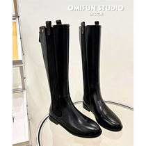 Small fragrant wind brown boots female 2021 autumn and winter New plus velvet tall Knight boots