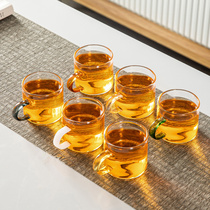 Glass small teacup Heat-resistant household Kung Fu tea set Tea cup Transparent single master cup thickened with handle