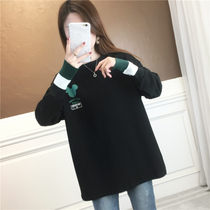 Pregnant womans spring clothing T-shirt 2021 Womens net red t-shirt cute foreign air thin down with small sub-bottom blouses