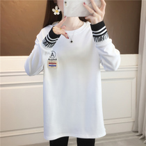 Pregnant Woman Spring Clothing Little Sub 2022 Womens Net Red T-Shirt Cute Foreign Air Thin and Loose Wins on the Bottom
