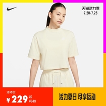 Nike Nike official SPORTSWEAR womens short-sleeved knitted top loose summer new short CJ3759
