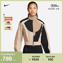Nike Nike official womans woven jacket new coat loose Nike hook sports splice DV8308