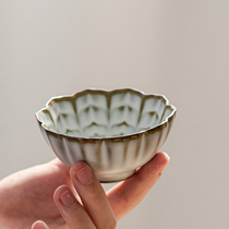 Ru kiln Moon White Tea Cup ceramic owner Cup home Tea Cup creative kung fu retro tea bowl open film can be raised
