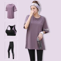 Large size loose fitness suit womens fashion thin morning running gym quick drying clothes net red breathable exercise yoga