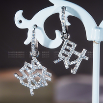 18K blonde earrings New Tide asymmetric earrings personality simple diamond Net red exquisite design feel ear ornaments