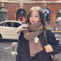 French MACK KOREY MK scarf female winter Korean solid color knitted fashion thick warm scarf wool