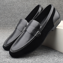 Spring and summer casual leather shoes mens top layer cowhide soft bottom driving Bean shoes leather comfortable and good looking wild