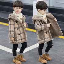 Korean boy woolen coat tweed thick coat autumn winter clothing 2021 new foreign style big childrens clothing boy
