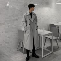 Design sense windbreaker men long knee Autumn New loose trend British style handsome coat coat handsome