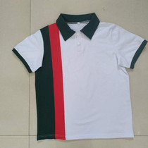 Summer short-sleeved school uniform shorts set primary and secondary school students white dark green splicing