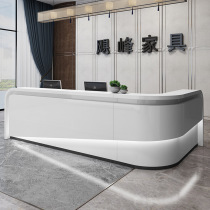 Company paint front desk reception desk curved corner cashier Simple modern beauty salon bar cabinet front desk customized