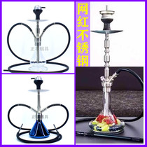 Arabian hookah Shisha large luxury Russian stainless steel single tube bar KTV full smoke pot