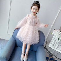 Girls dress autumn 2023 new child Yanqiu Princess skirt Spring and Autumn Cake Dress white skirt