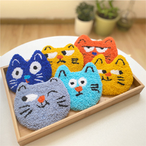 Poke embroidery cartoon cat coaster handmade diy material pack Cute emoticon embroidery novice decompression hand-made