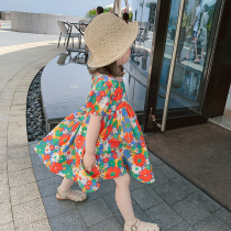 NextKiss girl dress 2021 summer new baby princess dress seaside beach dress cotton floral dress