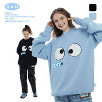 (Oxy Tide brand shop) Olio eyes towel embroidered sweater couple pullover spring and autumn simple casual sweater