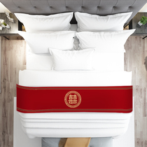 Wedding wedding wedding wedding big red bed flag bed tail scarf cover cloth bed tail pad new Chinese style bed cloth bed tail flag