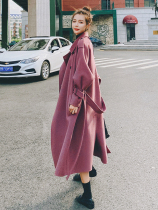 Lecea Alice woolen coat womens long 2021 Winter new Korean version of thick high-end cashmere coat
