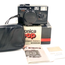 Konica POP EFJ 38mm f4 Fixed focus side axis film camera Black flash controllable