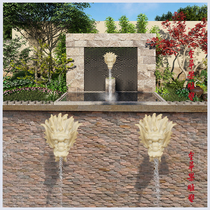 Spot sandstone Yinglong faucet fountain pool sculpture European courtyard landscape outdoor wall hanging water relief