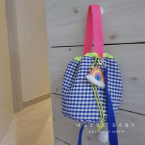 South Korea Ins Moms Bag Cartoon Smiley Face Plaid Hand Containing Bag Large Capacity Single Shoulder Out Inclined Satchel Bag