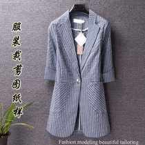 Cotton Linen Suit Small Jacket Paper Sample Woman Dress Spring Summer Fall Thin 70% Sleeve blouse Plate Cut Drawings