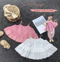 Girls wear summer thin cotton baby summer clothes outside the camisole Korean version of lace small childrens doll shirt