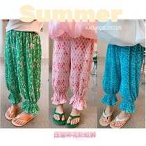 Girls anti-mosquito pants Summer slim fit 2022 new foreign air Han version light cage pants baby summer fit children pants summer style