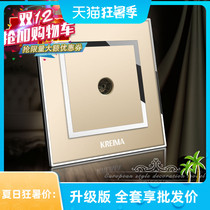Klema Crystal glass Champagne gold wall switch Home cable TV signal TV socket panel