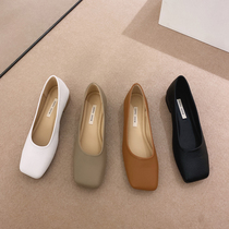Korean version 100 hitchhiking Square Head Grandma Shoes Woman Shoes Retro Gentle Late Evening Shoes Comfort Soft Base Low Heel Single Shoe Woman