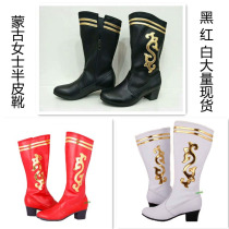 Mongolian boots Adult female Mongolian embroidered dance shoes Dance boots Mongolian robe clothing leather boots Long boots
