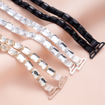 One-word collar summer bead chest strap exposed sexy underwear invisible solid color non-slip sequin shoulder strap