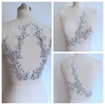 Handmade nail beads sequin mesh gauze back decorative floral dress dress dress decoration DIY accessories 39X15CM