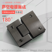 Clip glass door bathroom push-pull titanium wire drawing 180 clip open black frame steel hinge flat glass glass