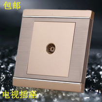 Type 86 switch socket panel M8 champagne gold stainless steel brushed closed circuit socket a cable TV socket